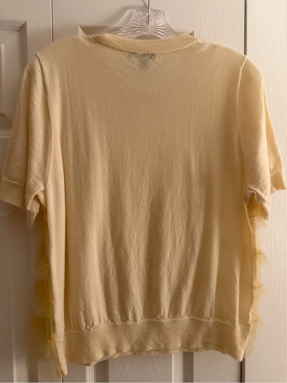 J. Crew Pale Yellow Short Sleeve Ruffle Tee